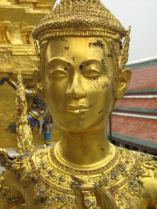 This Thailand temple guardian appears tarnished by time but resolute in tradition.